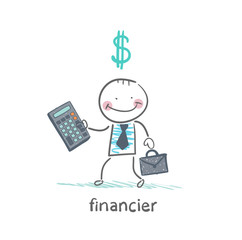 Fototapeta na wymiar financier with a calculator and dollar signs
