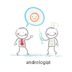 Naklejka premium andrologist makes the patient an injection