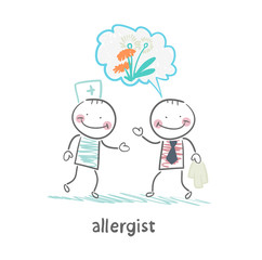 Naklejka premium Allergist says to the patient's illness