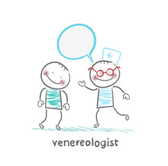 venereologist speaks with a patient