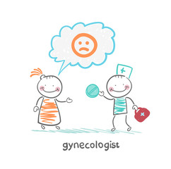 Naklejka premium gynecologist gives the patient a pill