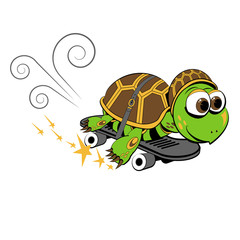 Cartoon Character Funny Turtle Isolated on White Background