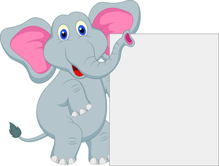 funny elephant cartoon with blank sign