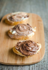 Slices of bread with chocolate cream