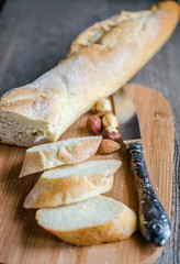 Sliced french bread baguette