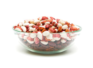 Fototapeta na wymiar beans in a glass bowl on a white background
