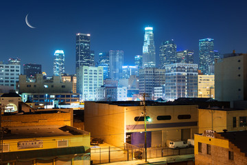 Naklejka premium Los Angeles city skyline at night