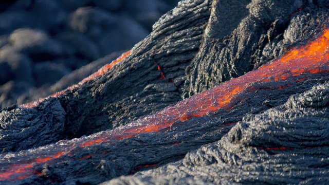 Shimmering Heat From Moving Volcanic Lava Flow