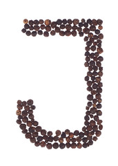 letter J made of pepper