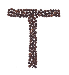 letter T made of pepper
