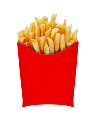 medium fries in box isolated on white
