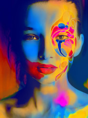 color face art woman face extra bright