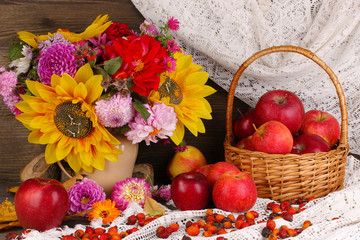 Colorful autumn still life with apples