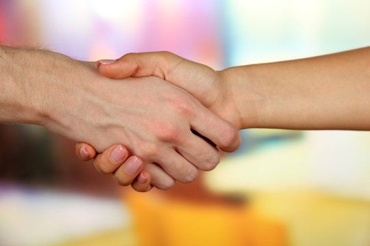 Handshake on bright background