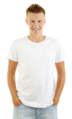 Obraz premium T-shirt on young man isolated on white