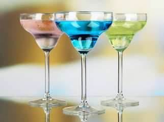 Cocktails on bright background