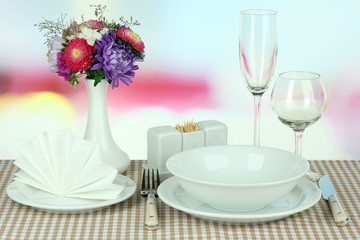 Beautiful table setting for breakfast
