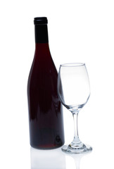 Wine bottle and glass.