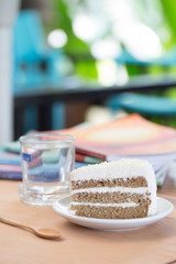 coffee cake on green background