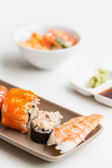 Sushi Assortment On White Dish