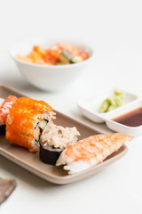 Sushi Assortment On White Dish