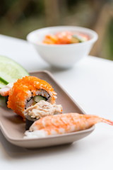 Sushi Assortment On White Dish