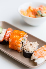 Sushi Assortment On White Dish