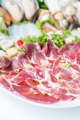 freshness raw pork on white dish