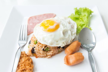 Fried rice on white dish