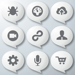 White 3d icons 3d icons set icon collection vector illustration