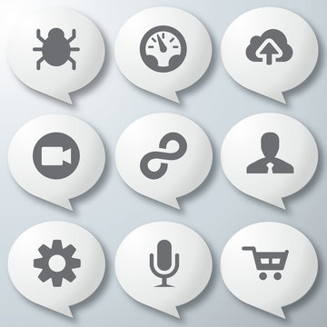White 3d icons 3d icons set icon collection vector illustration