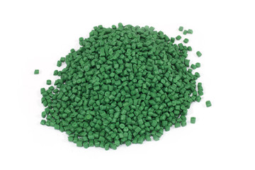 green plastic polymer granules