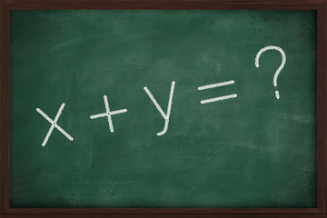 X plus y writing chalkboard
