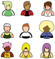 Wrestler and punk style icon set