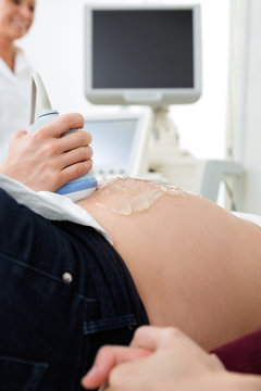 Pregnant Woman Going Through An Ultrasound Scan