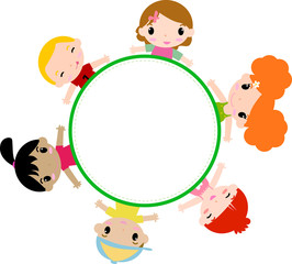 Group of children around and frame