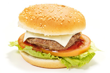 Hamburger isolato su sfondo bianco