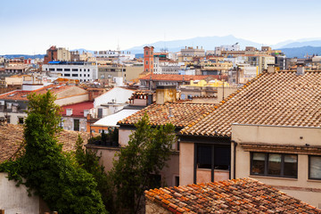 Girona roofs in cloudy day. Catalonia