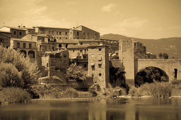 Naklejka na ściany i meble Retro photo of Antique medieval town