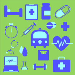 Set of health icons on green background