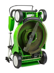 Fototapeta premium Green lawnmower isolated on white background.