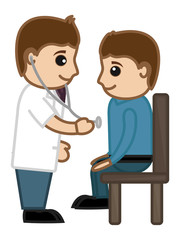Doctor Checking Up Patient - Medical Cartoon Vector Character