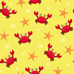 Seamless wallpaper. Crab and sea star.