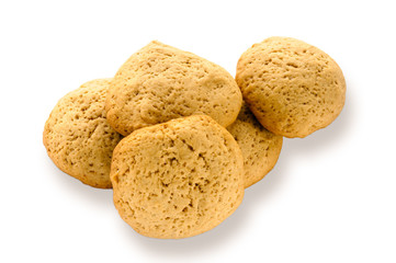 Five simple homemade cookies on white background