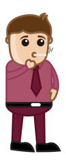 Cigarette Smoking - Medical Cartoon Vector Character