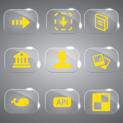 Glass icons vector icon set icons web collection Illustration