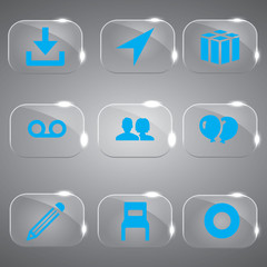 Glass icons vector icon set icons web collection Illustration