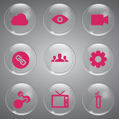 Glass icons vector icon set icons web collection Illustration