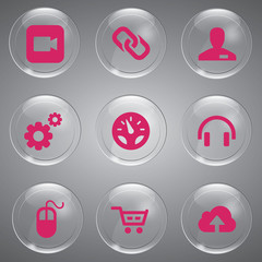 Glass icons vector icon set icons web collection Illustration