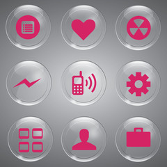 Glass icons vector icon set icons web collection Illustration